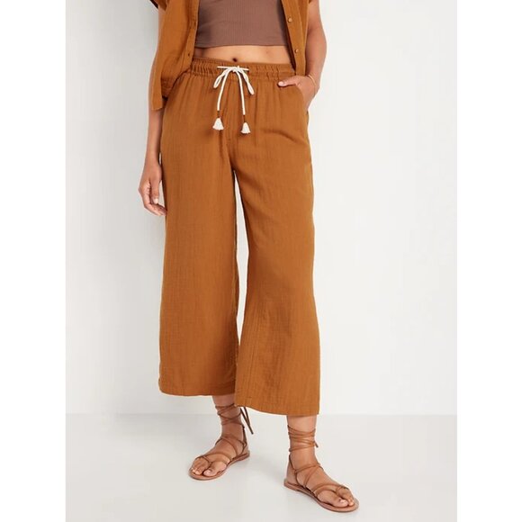Old Navy Textured Pants Size Large Cropped - Picture 1 of 10